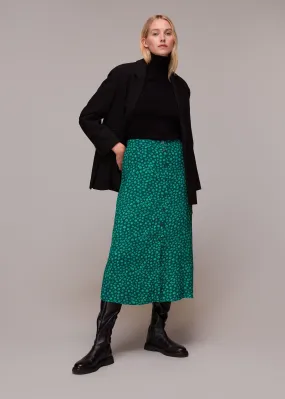 Green Lava Spot Button Through Skirt