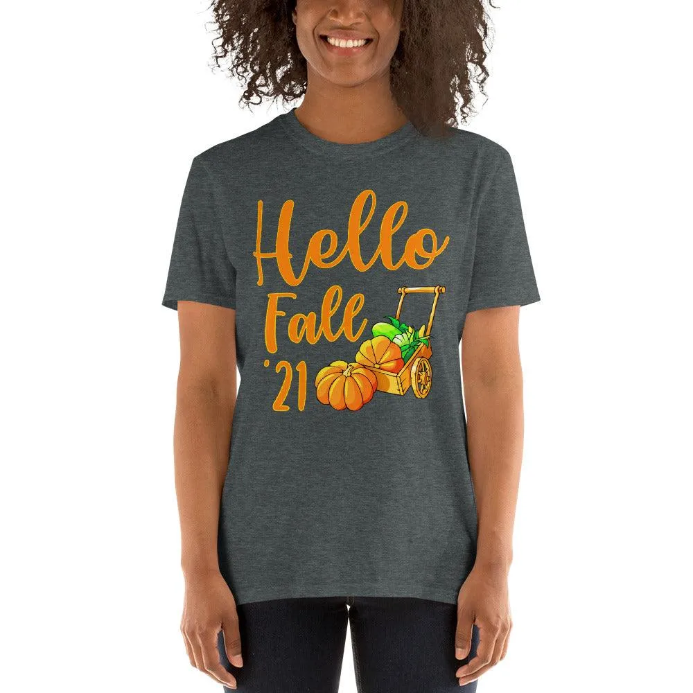 Hello Fall, hello Pumpkin, Fall Colors, Unisex T-Shirt