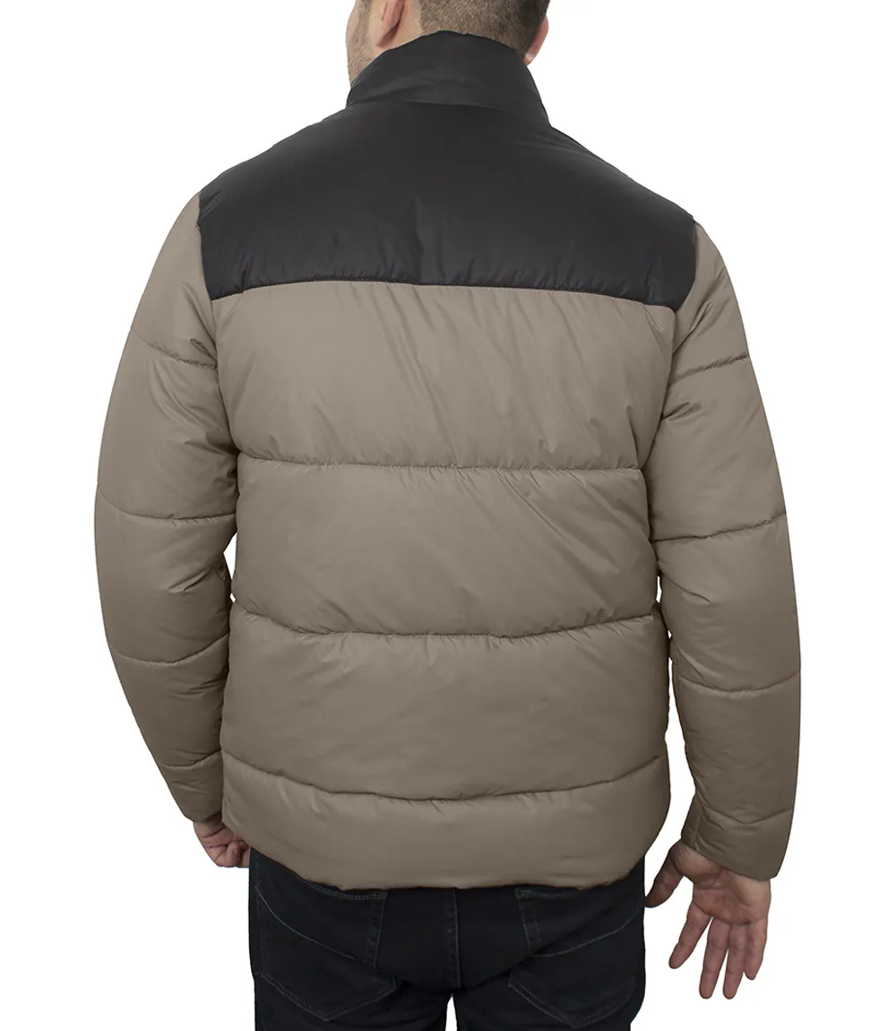 Henry Men's Black and Beige Puffer Jacket - Lightweight Outerwear