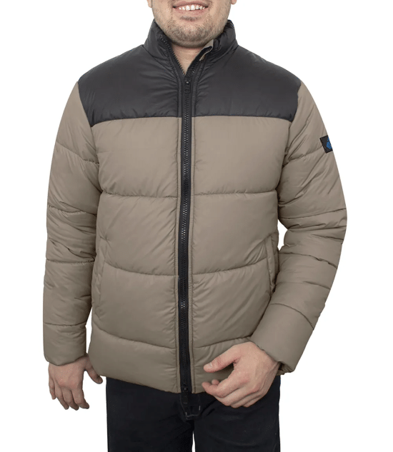 Henry Men's Black and Beige Puffer Jacket - Lightweight Outerwear