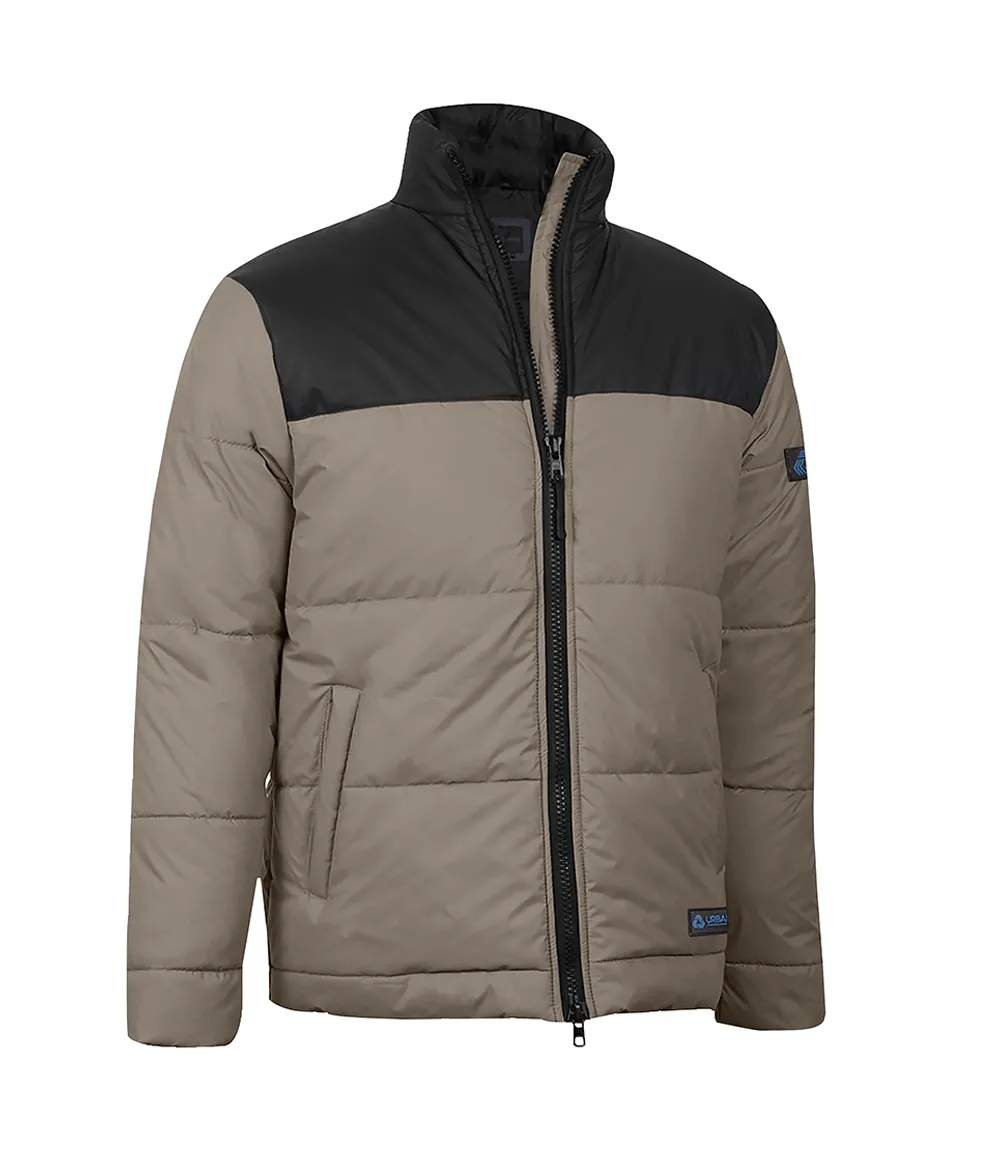 Henry Men's Black and Beige Puffer Jacket - Lightweight Outerwear