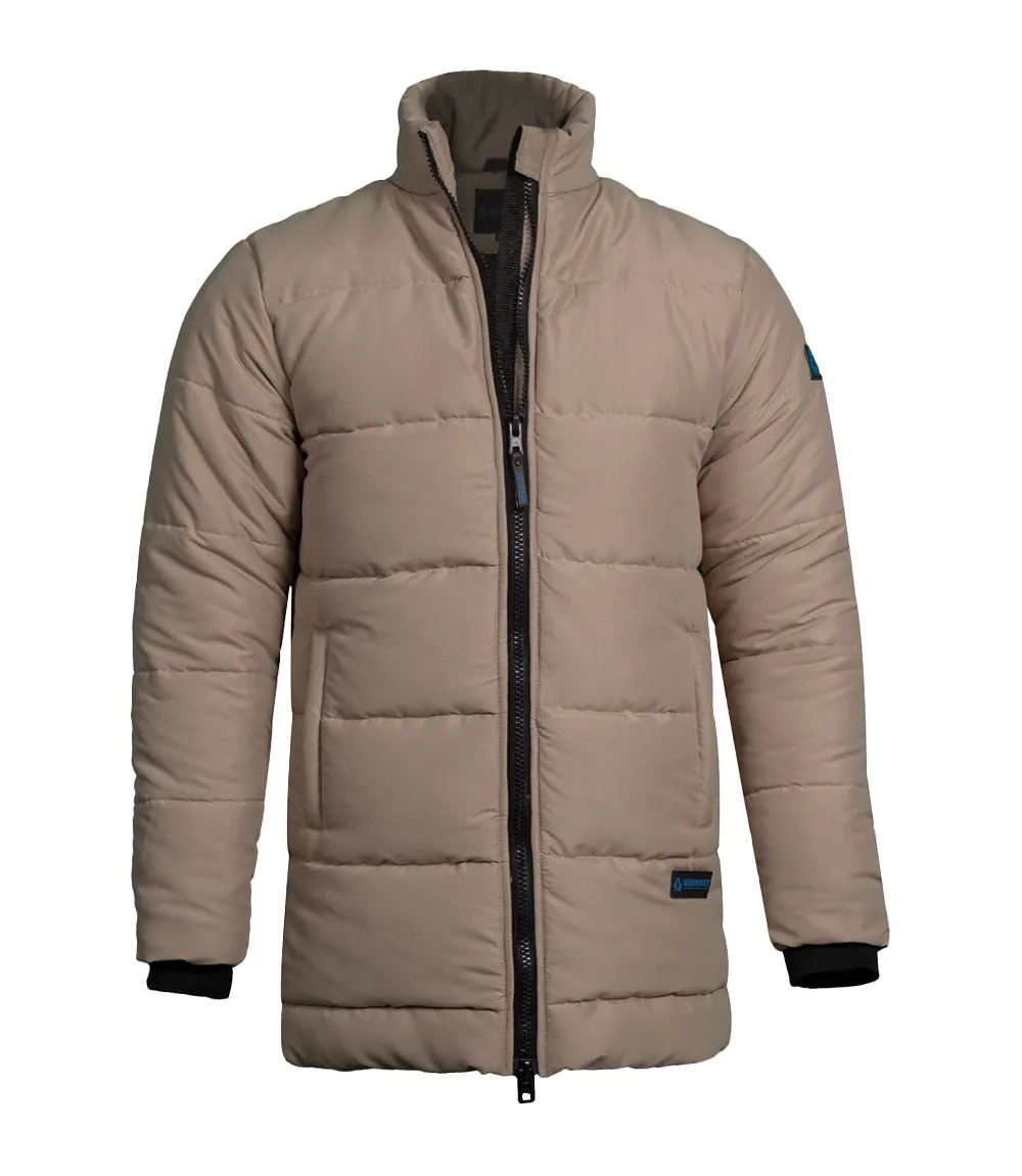 Herman Men's Beige Down Puffer Jacket - 3/4 Length Jacket