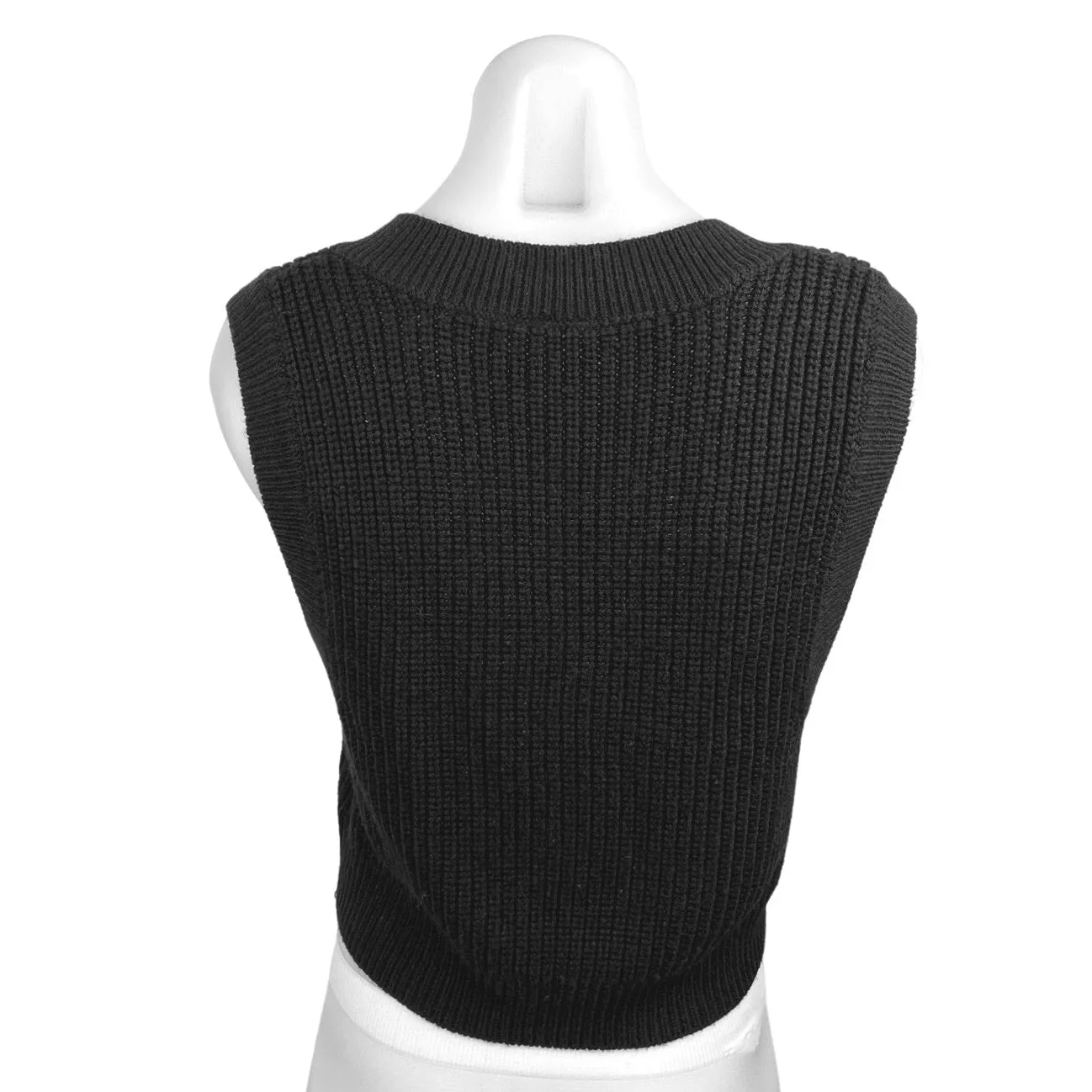 H&M Black Sleeveless Chunky Cable Knitted V-Neck Crop Top Sweater Vest Size M