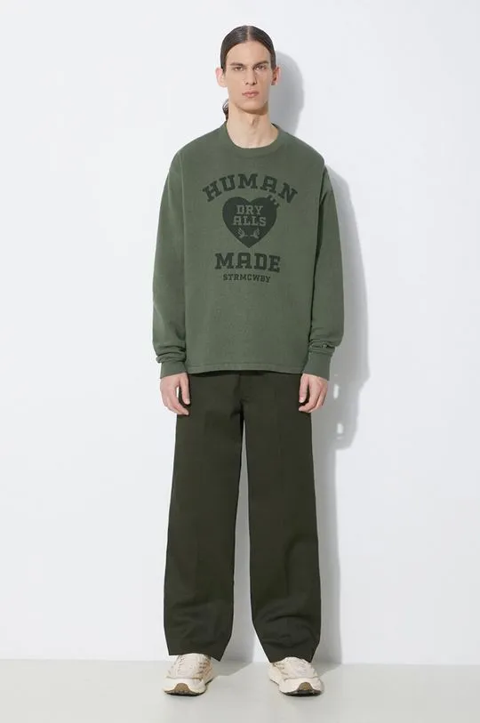 Human Made cotton sweatshirt Military Sweatshirt men's green color with a print HM27CS020