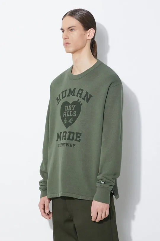 Human Made cotton sweatshirt Military Sweatshirt men's green color with a print HM27CS020