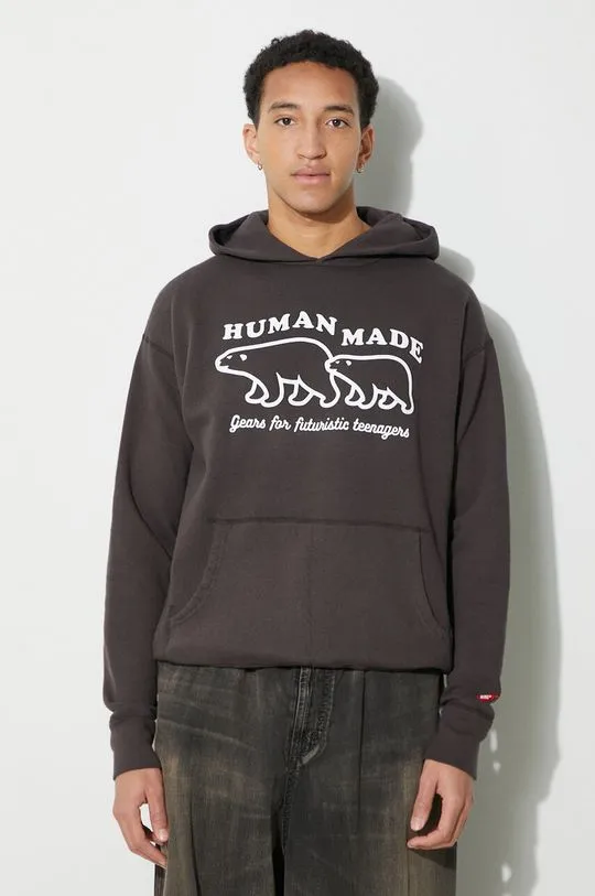 Human Made cotton sweatshirt Tsuriami Hoodie men's brown color HM26CS017