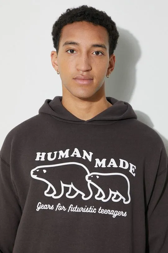 Human Made cotton sweatshirt Tsuriami Hoodie men's brown color HM26CS017