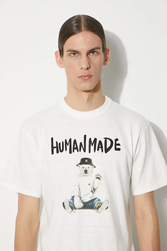 Human Made cotton t-shirt Graphic men’s white color with a print HM27TE016