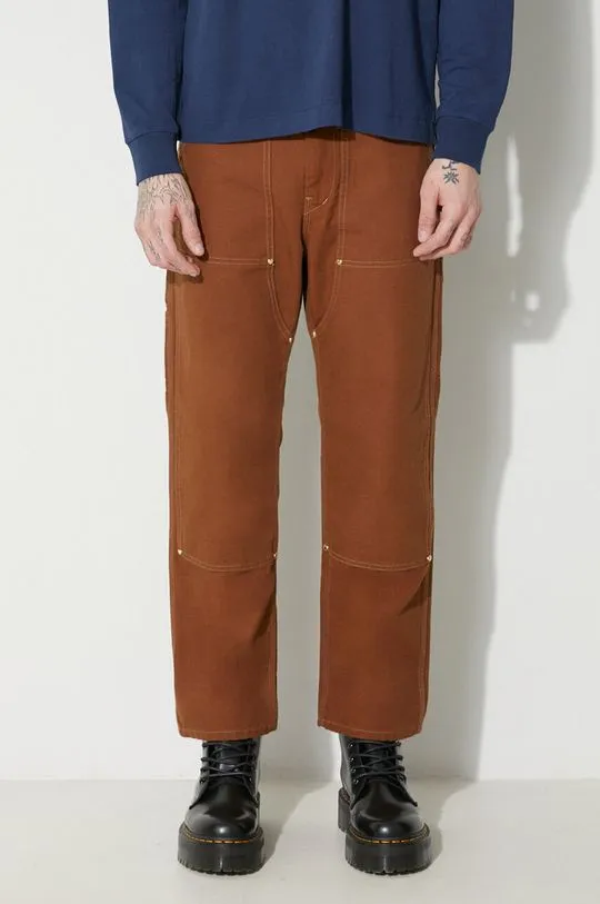 Human Made cotton trousers Duck Painter brown color HM26PT012