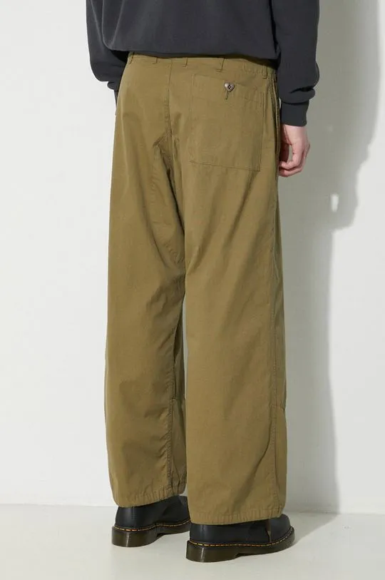 Human Made cotton trousers Military Easy green color HM26PT014