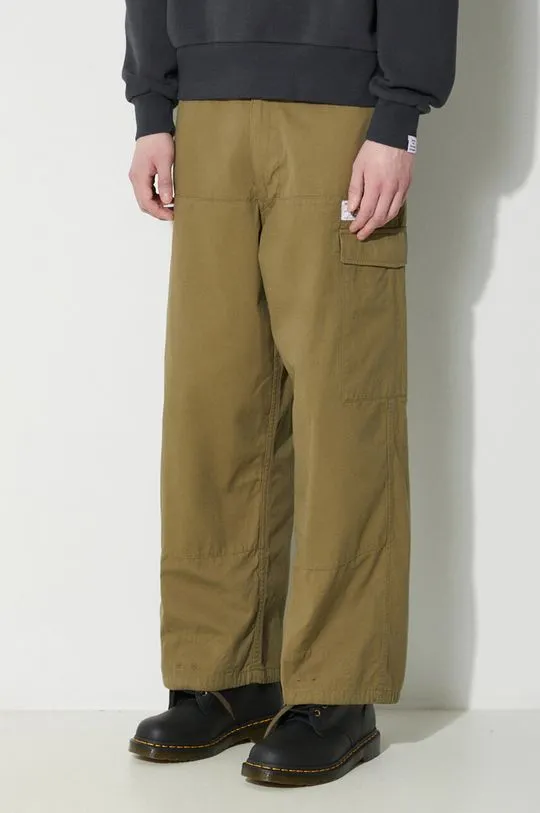 Human Made cotton trousers Military Easy green color HM26PT014