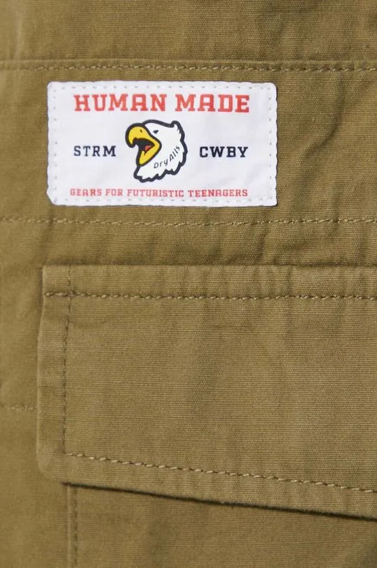 Human Made cotton trousers Military Easy green color HM26PT014