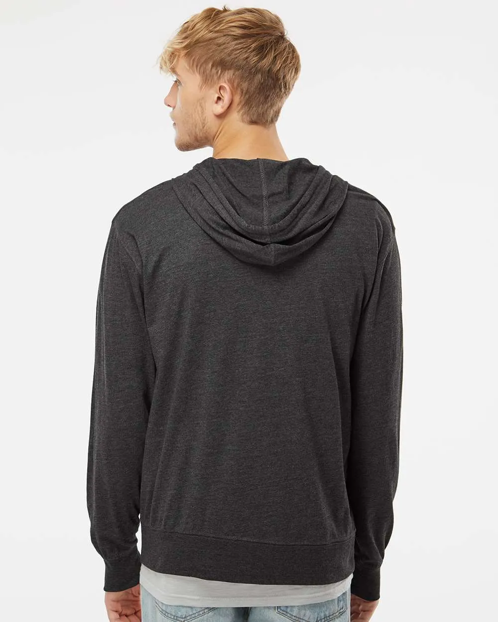 Independent Trading Co. Lightweight Jersey Full-Zip Hooded T-Shirt