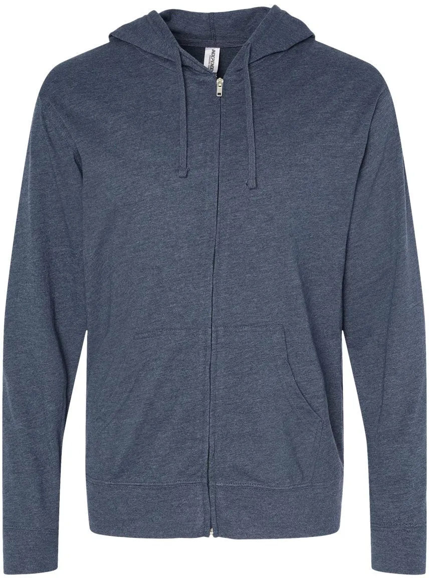 Independent Trading Co. Lightweight Jersey Full-Zip Hooded T-Shirt