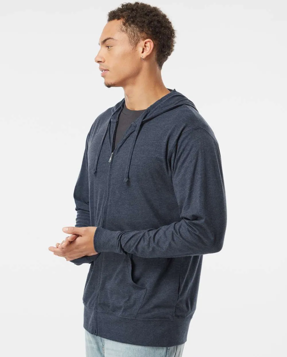 Independent Trading Co. Lightweight Jersey Full-Zip Hooded T-Shirt