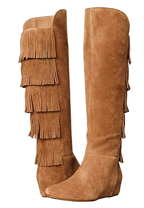 ISOLA Women's Tavora •Brown Suede• Tall Fringe Boots 8M