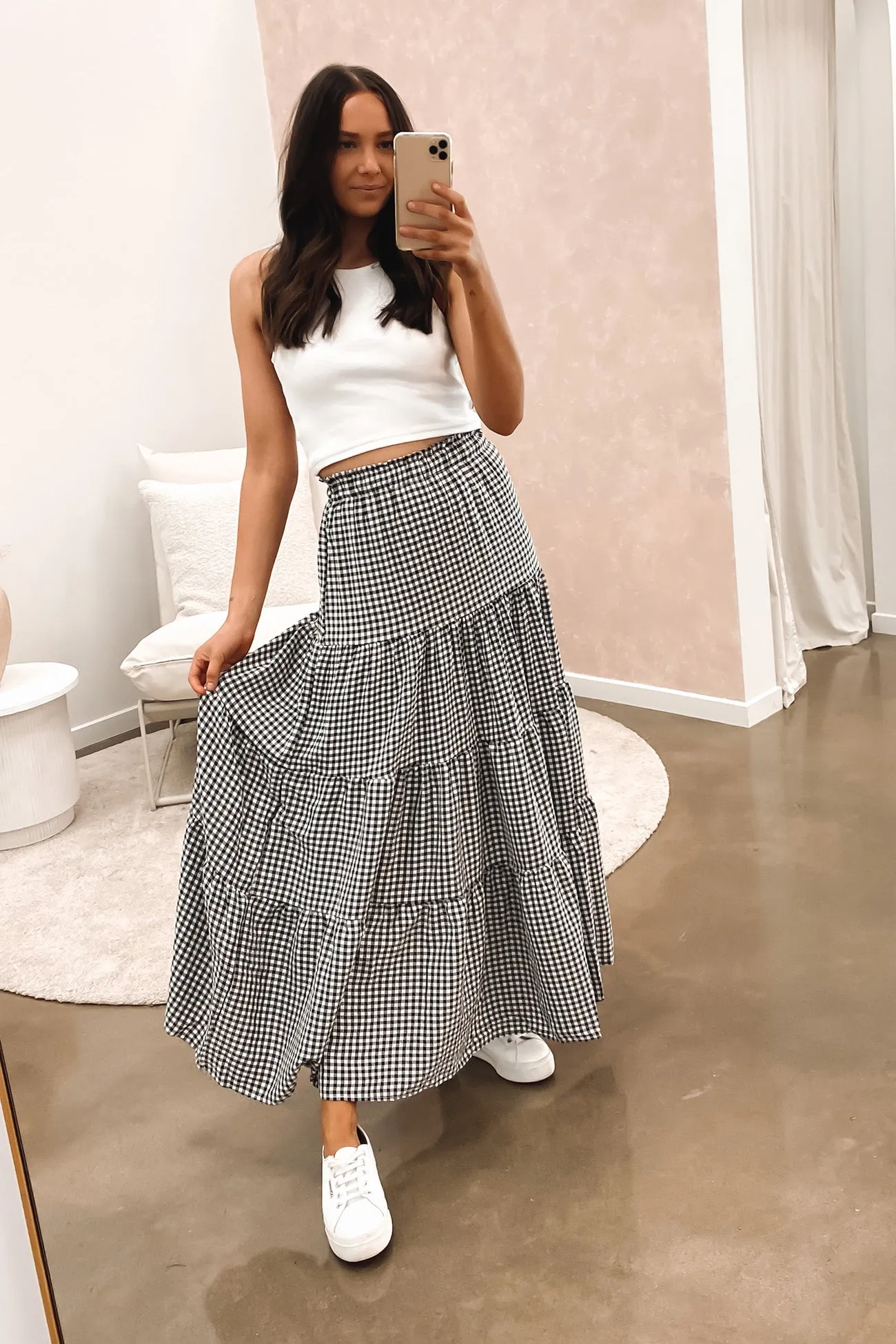 Jasmin Maxi Skirt Black Check