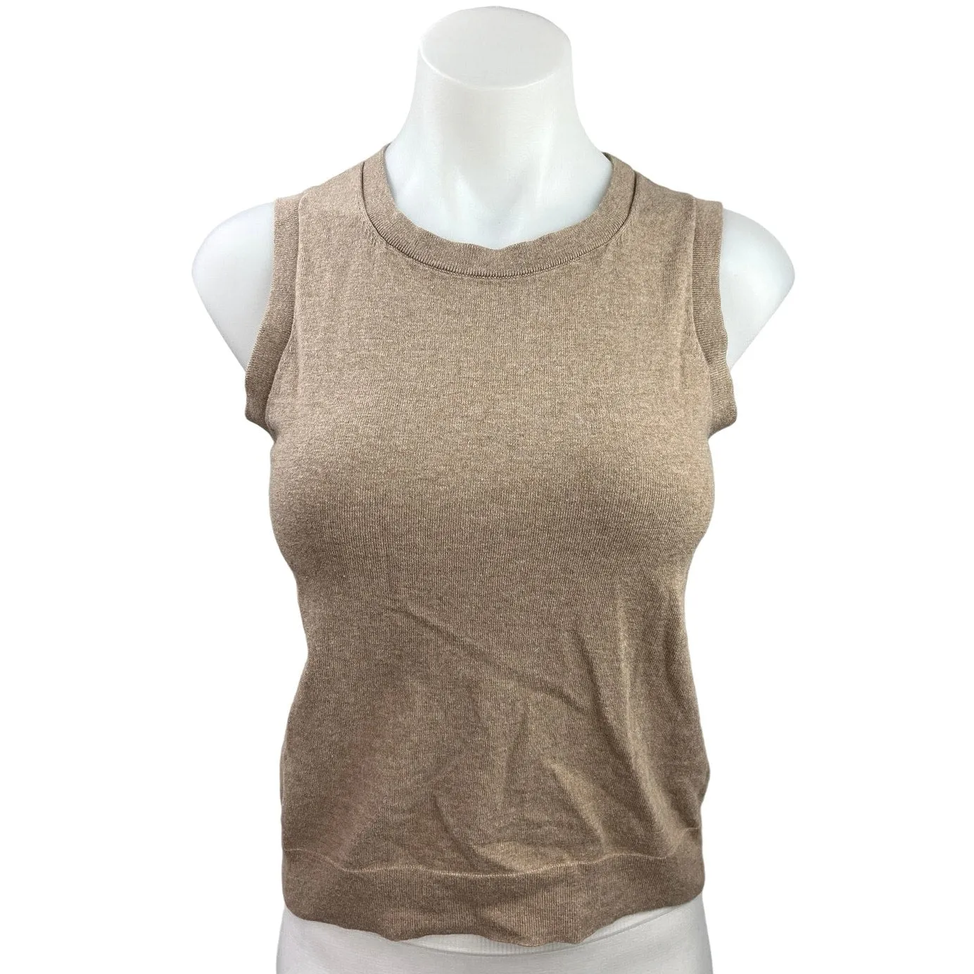 J.Crew Classic Sweater Shell Tan Sleeveless Round Neck Stretch Knit Tank Top XS