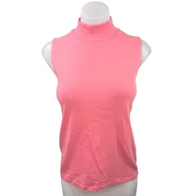 J.Crew Women's Pink Ribbed Knit Mock Neck Sleeveless Casual Sweater Top Size M