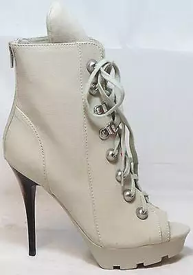 JEAN-MICHEL CAZABAT Women's Larita Lace-Up Bootie - Ciment - 37M - NIB MSRP $225