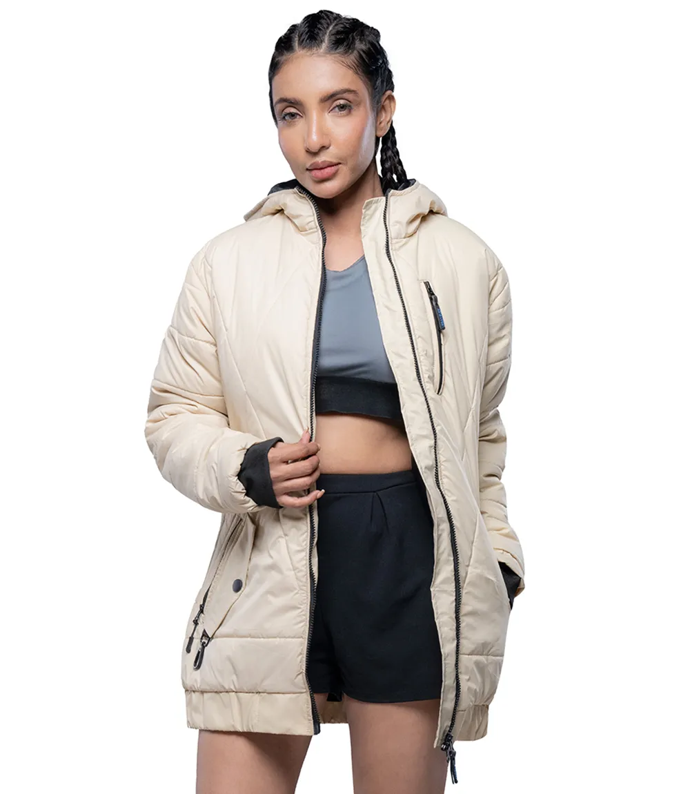 Julia Lightweight Cream Puffer Jacket For Women