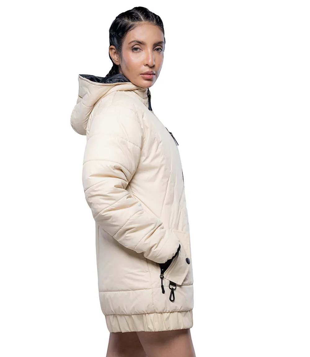 Julia Lightweight Cream Puffer Jacket For Women