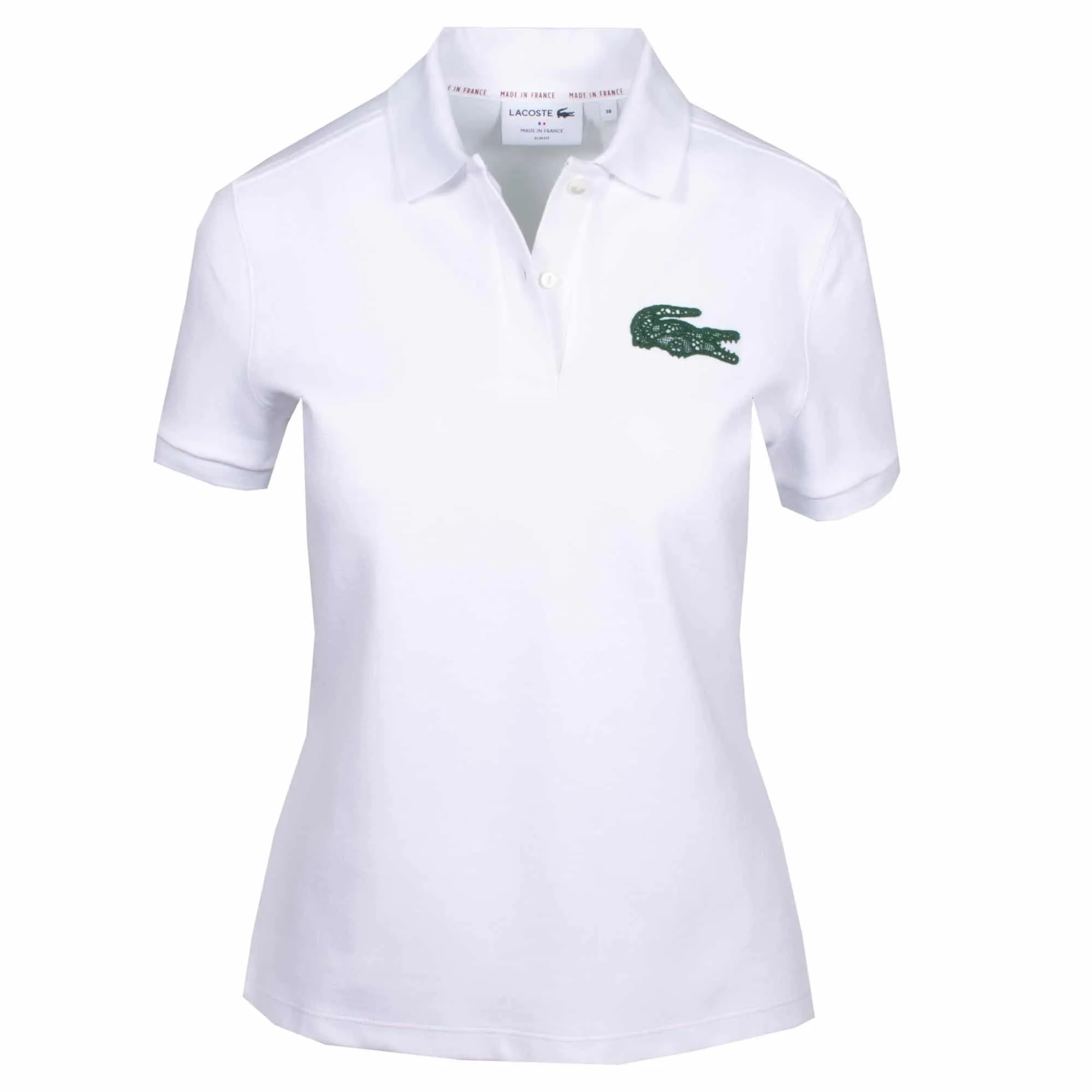 Ladies Lacoste Made In France Cotton Polo Shirt White