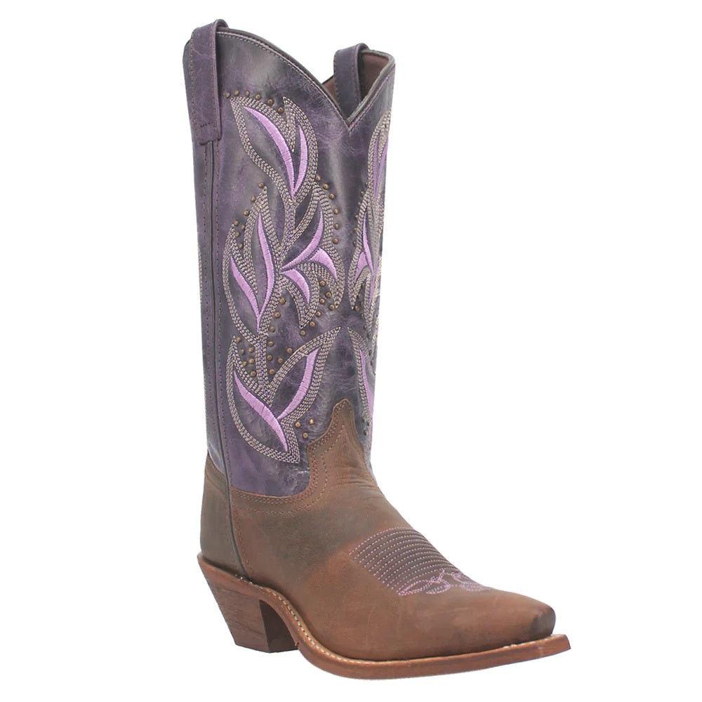 'Laredo' Women's 12 Larissa Western Snip Toe - Brown / Purple