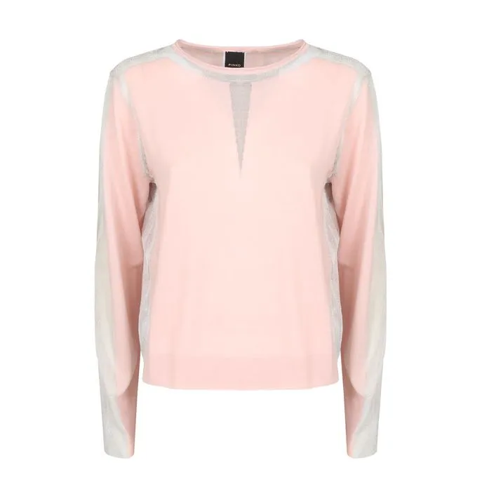 LIGHT-WEIGHT JUMPER IN WOOL WITH SEE-THROUGH DETAILS Woman Pink