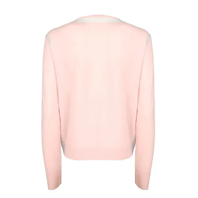 LIGHT-WEIGHT JUMPER IN WOOL WITH SEE-THROUGH DETAILS Woman Pink