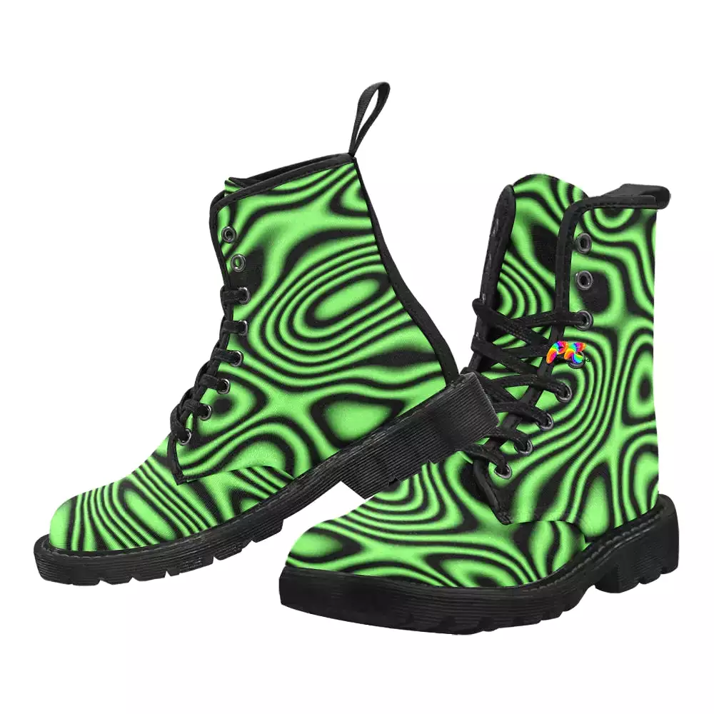 Lime Chaos Men's Lace-up Canvas Rave Boots