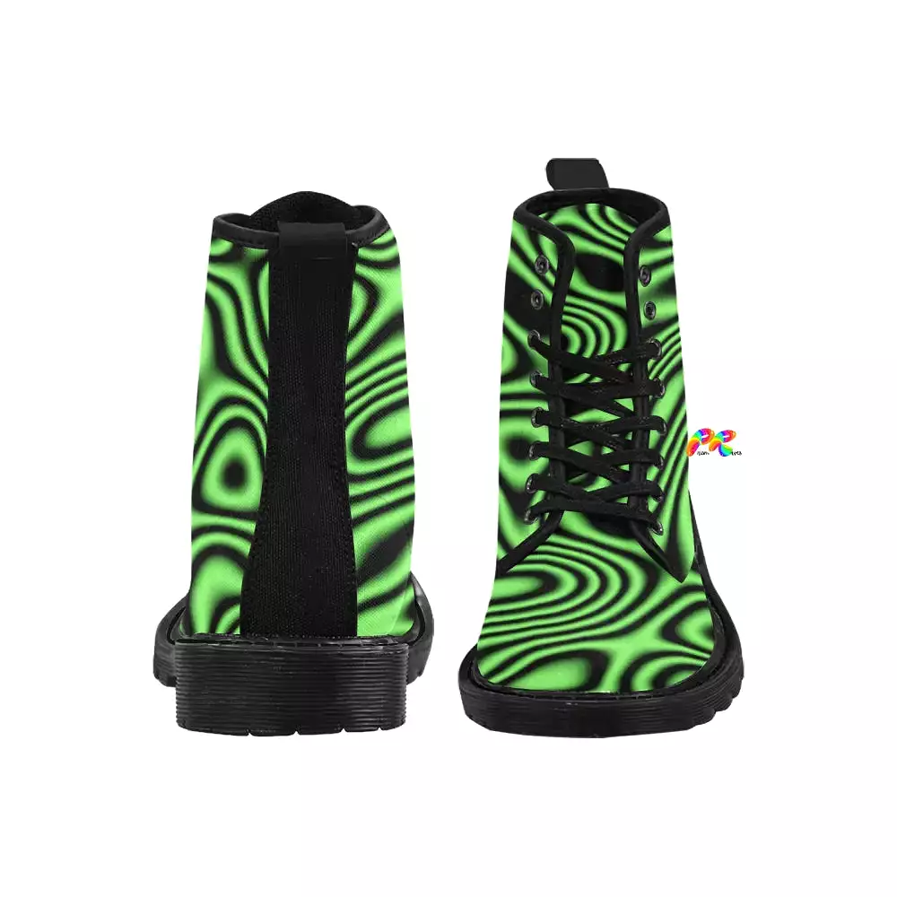 Lime Chaos Men's Lace-up Canvas Rave Boots