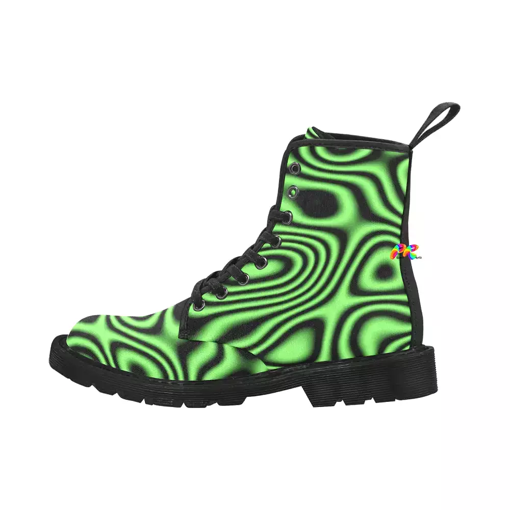 Lime Chaos Men's Lace-up Canvas Rave Boots