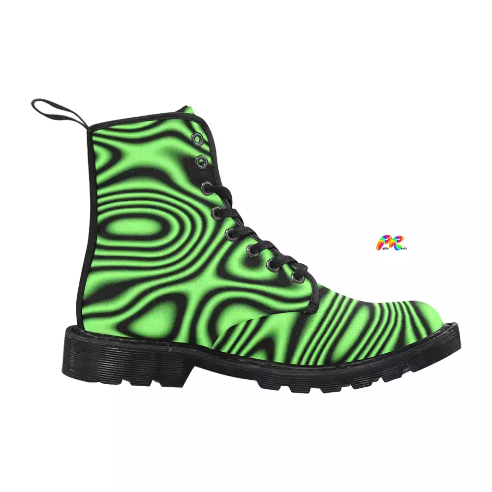 Lime Chaos Men's Lace-up Canvas Rave Boots