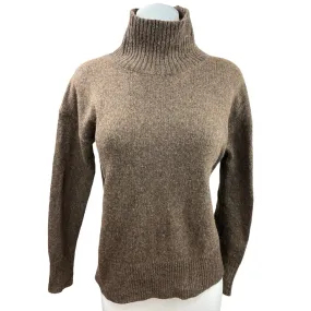 Loft Brown Modern Mock Neck Wool Blend Knit Relaxed Pullover Sweater Top Size XS