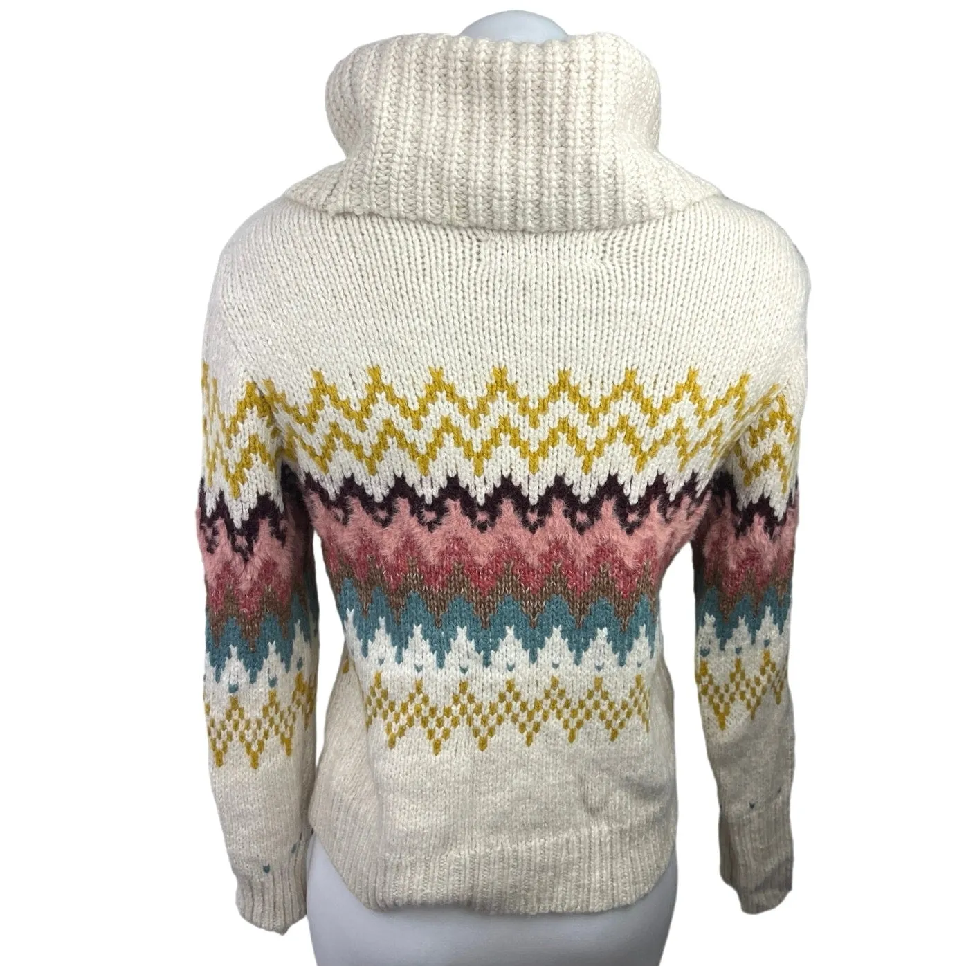 LOFT Multicolor Fair Isle Turtleneck Cozy Chunky Knit Pullover Sweater Top Sz XS