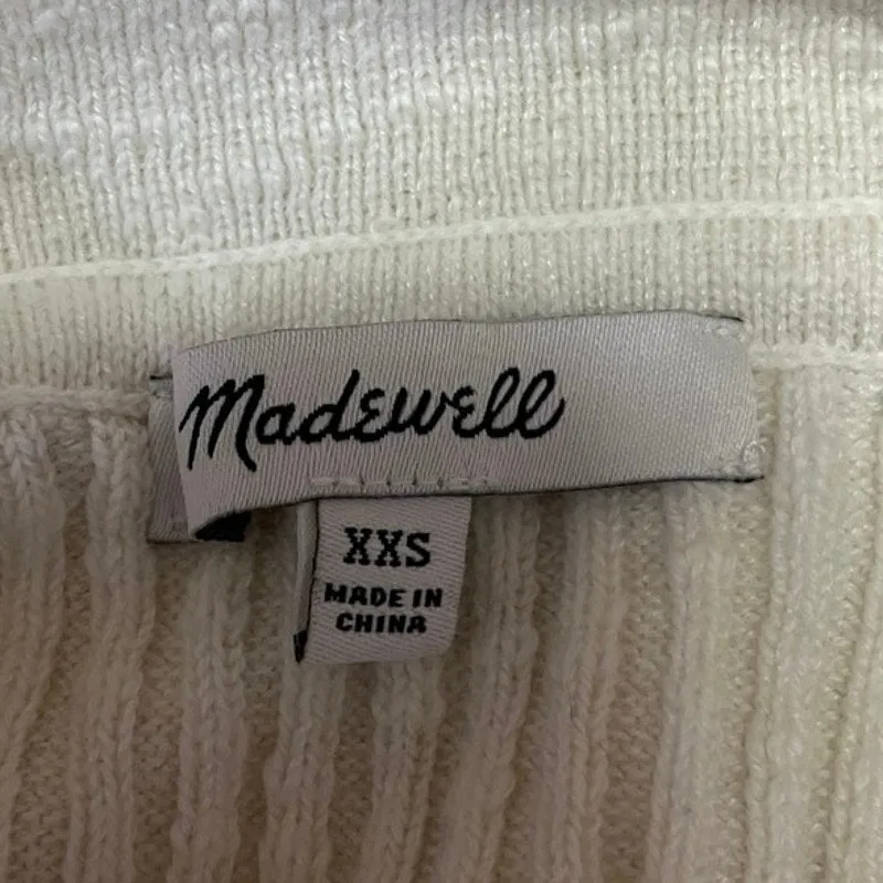 Madewell Barbrook White Collar Button-Front Stretch Cropped Sweater Polo Top XXS