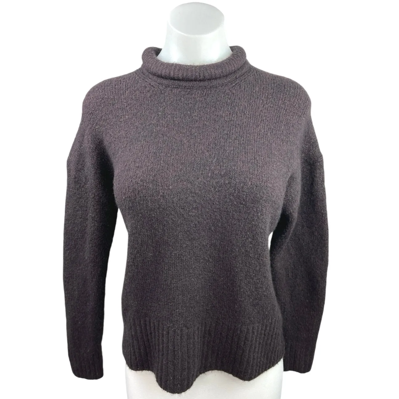 Madewell Dark Purple Wool Blend Mock Neck Knit Cozy Pullover Sweater Top Size S