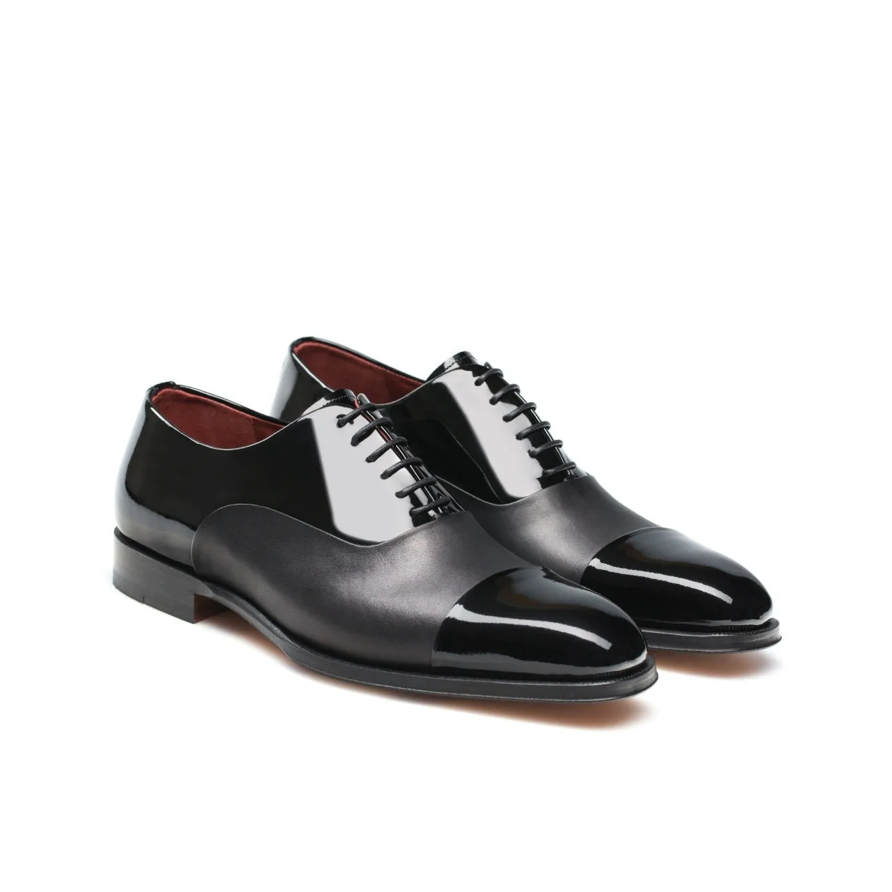 Magnanni 13880 Cesar Men's Shoes Black Patent / Nappa Leather Cap-Toe Oxfords (MAGS1003)