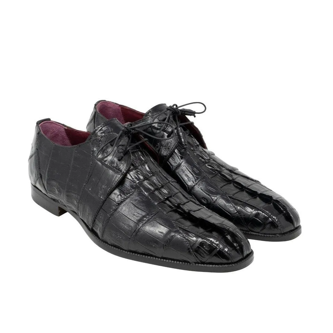 Mauri 3044 Jurassic Men's Designer Shoes Black Exotic Horn-Back Crocodile Oxfords (MA5114)