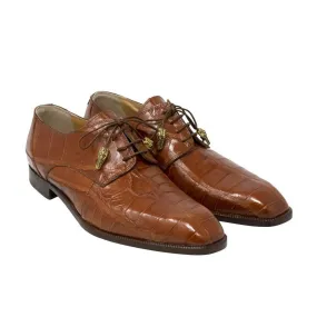 Mauri 3046 Earth Men's Designer Shoes Cognac Exotic Alligator Wing-tip Oxfords (MA5110)