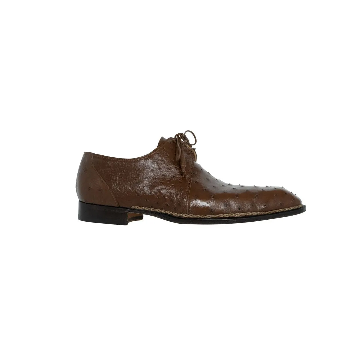 Mauri Boulevard Men's Designer Shoes Tabacco Brown Exotic Ostrich Wing-tip Oxfords 3038 (MA5107)