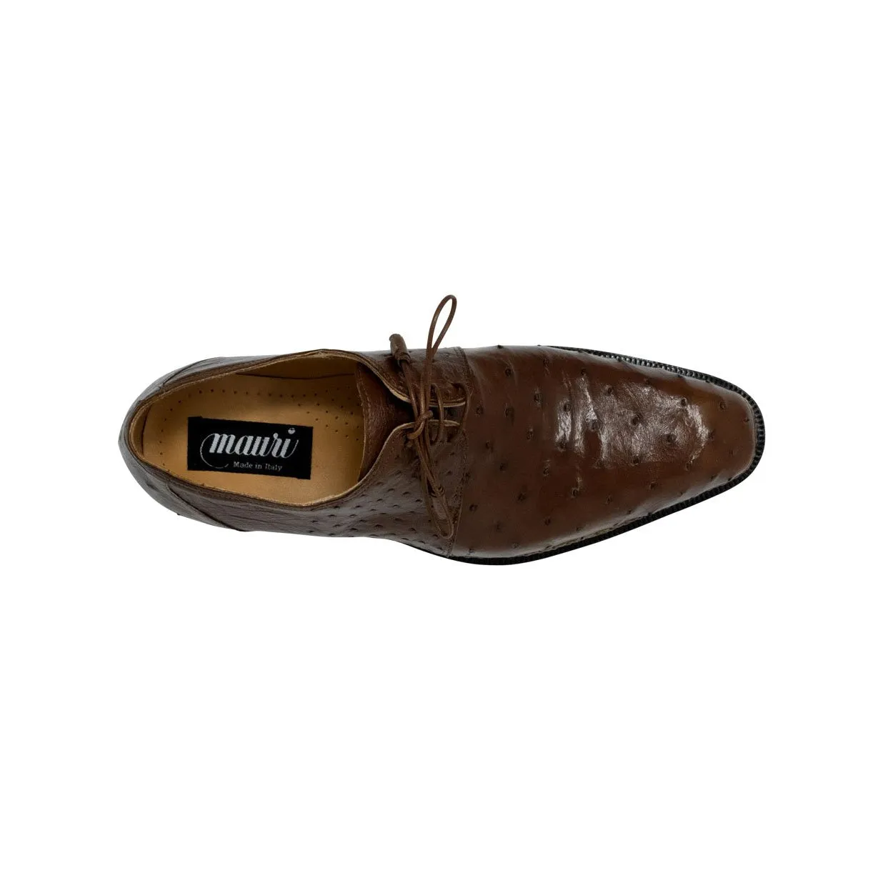 Mauri Boulevard Men's Designer Shoes Tabacco Brown Exotic Ostrich Wing-tip Oxfords 3038 (MA5107)