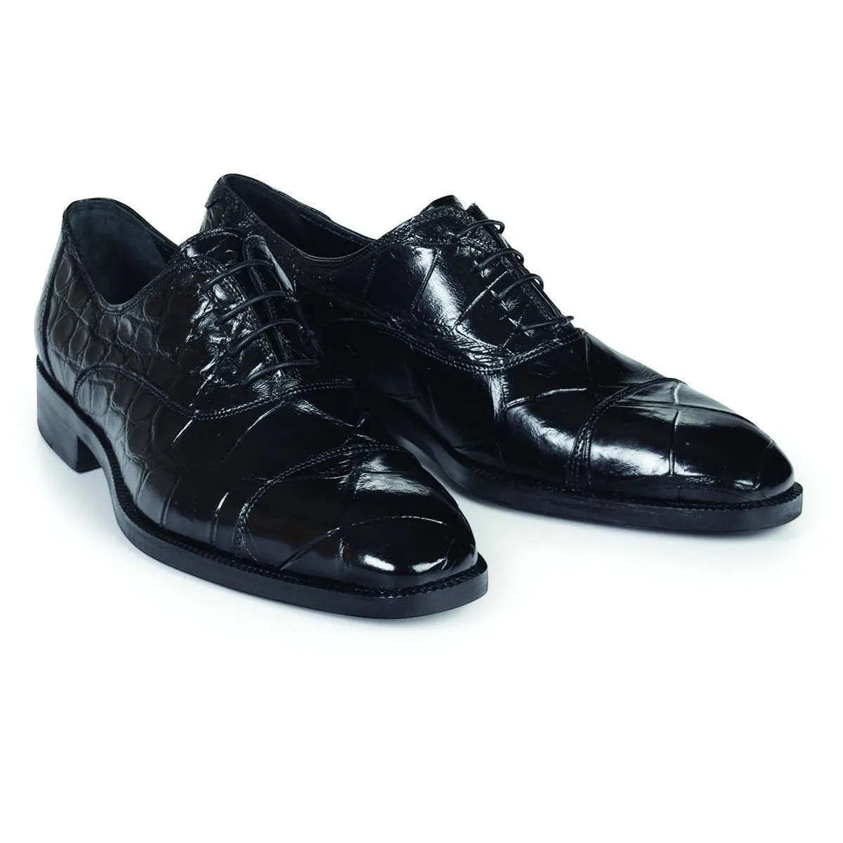 Mauri Correggio Men's Shoes Black Exotic Body Alligator Oxfords 4818 (MA4636)