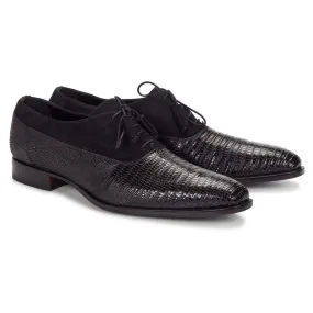 Mauri Dante Men's Shoes Black Lizard / Suede Leather Oxfords 4762 (MA4311)