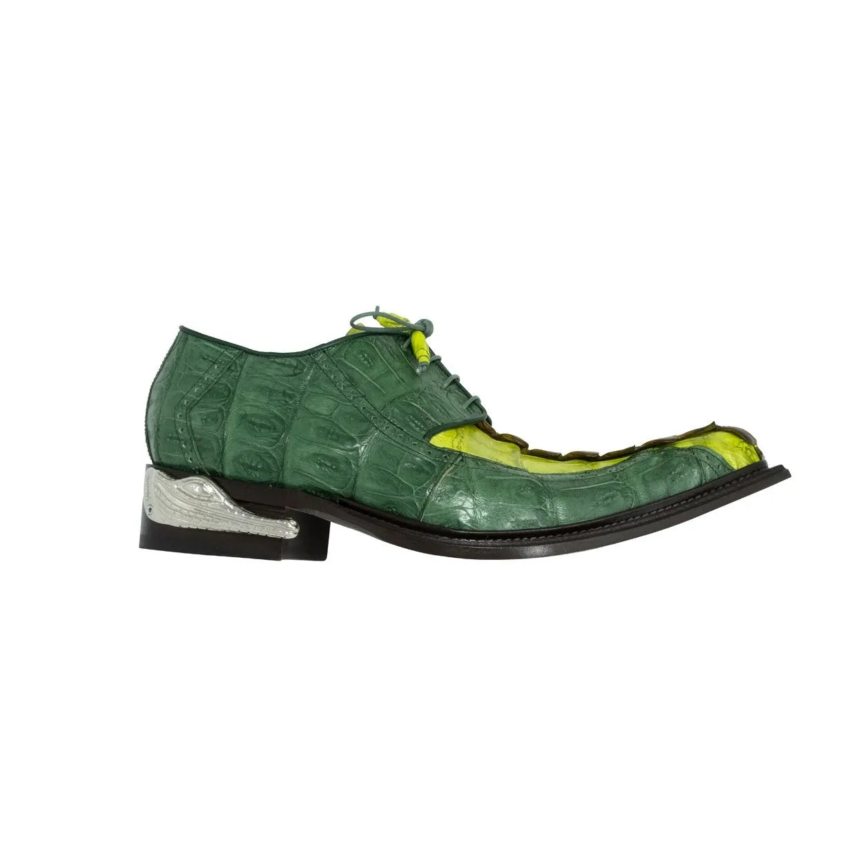 Mauri Double Dragon Men's Designer Shoes Multi Color Exotic Horn-Back Crocodile Oxfords 44203 (MA5113)