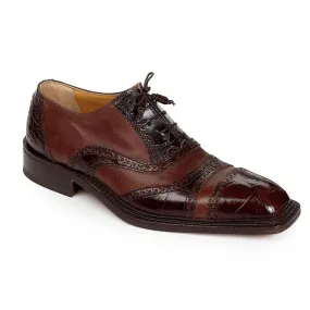 Mauri Men's Shoes Dress Svevo Alligator / Calf Brown Oxfords 4714 (MA3017)