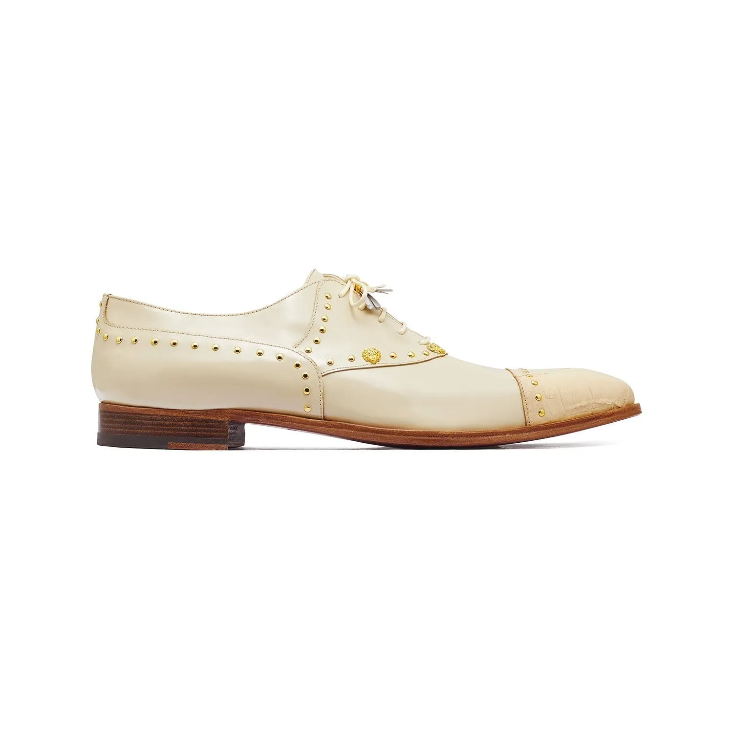 Mauri Vegas 4901 Men's Shoes Cream Exotic Alligator / Calf-Skin Leather Oxfords (MA5308)