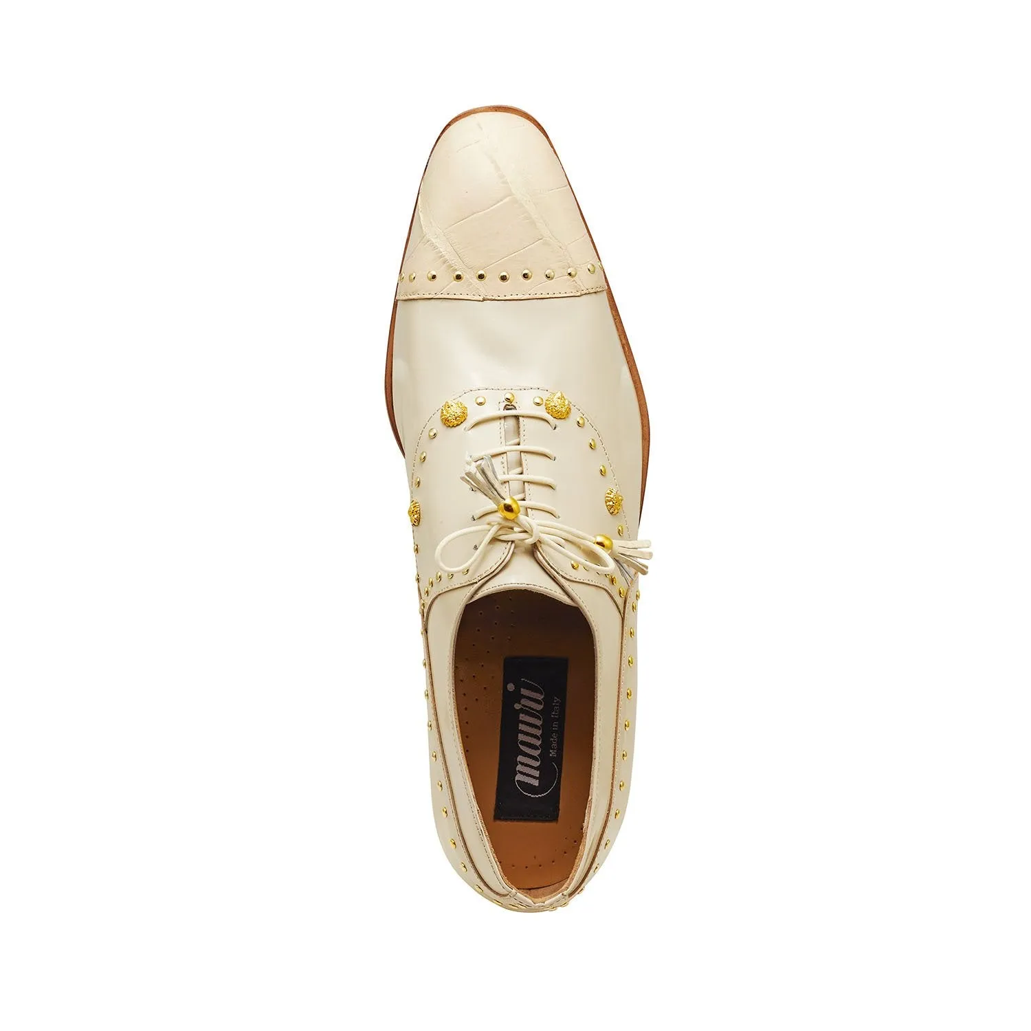 Mauri Vegas 4901 Men's Shoes Cream Exotic Alligator / Calf-Skin Leather Oxfords (MA5308)