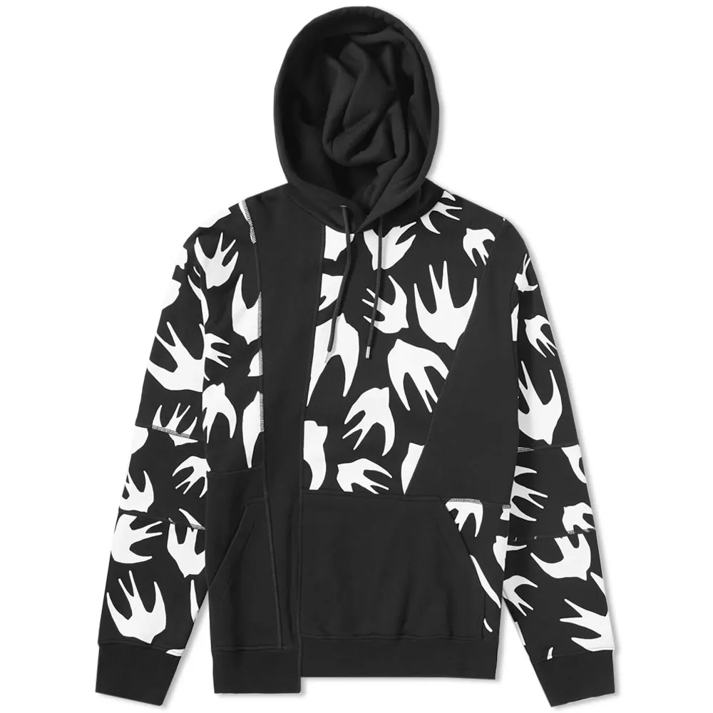 McQ Alexander McQueen Swallow Swarm Cut-Up HoodyBlack & White